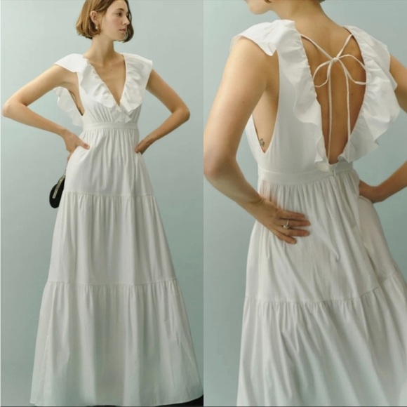 Reformation Dresses & Skirts - Reformation NWT Fairfield White Ruffle Maxi Dress size 0